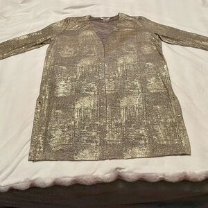 Alia Metallic Gold Open Cardigan Jacket